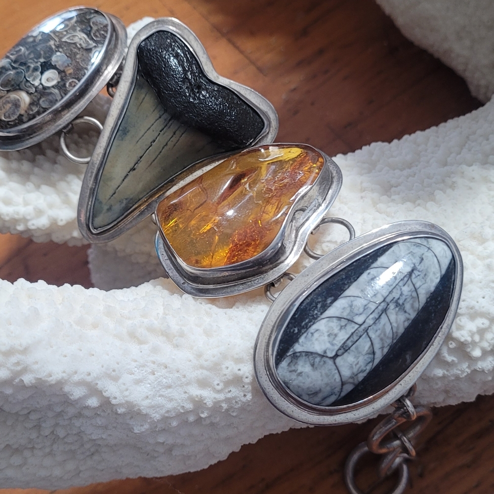 Charles Albert Sterling Silver Fossil Bracelet